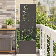 Vidaxl tuin privacy screen bloemen zwart 50 x 140 cm koudgewalst staal - afbeelding 1