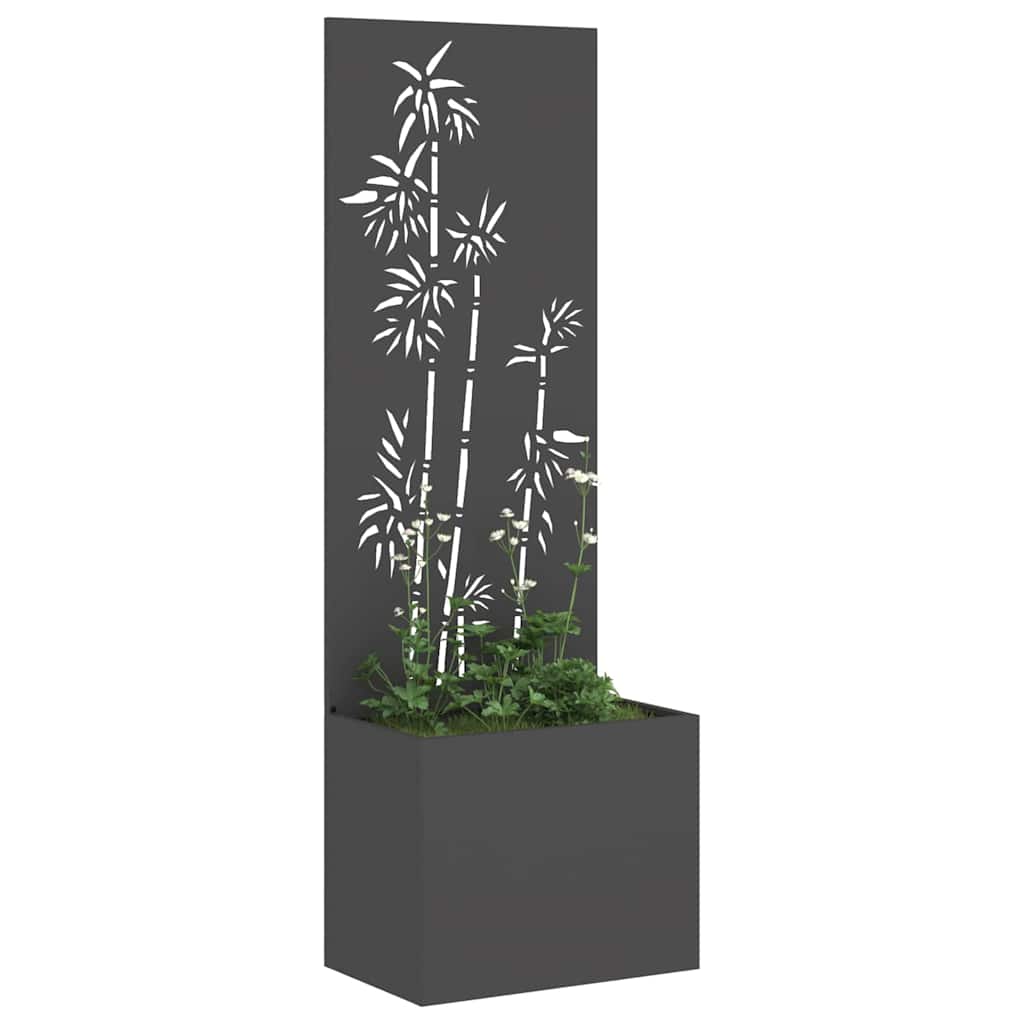 Vidaxl tuin privacy screen bloemen zwart 50 x 140 cm koudgewalst staal