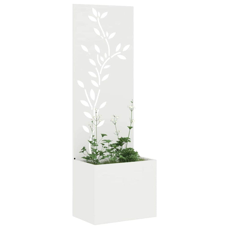 Vidaxl tuin privacy screen bloemen wit 50 x 140 cm koudgewalst staal