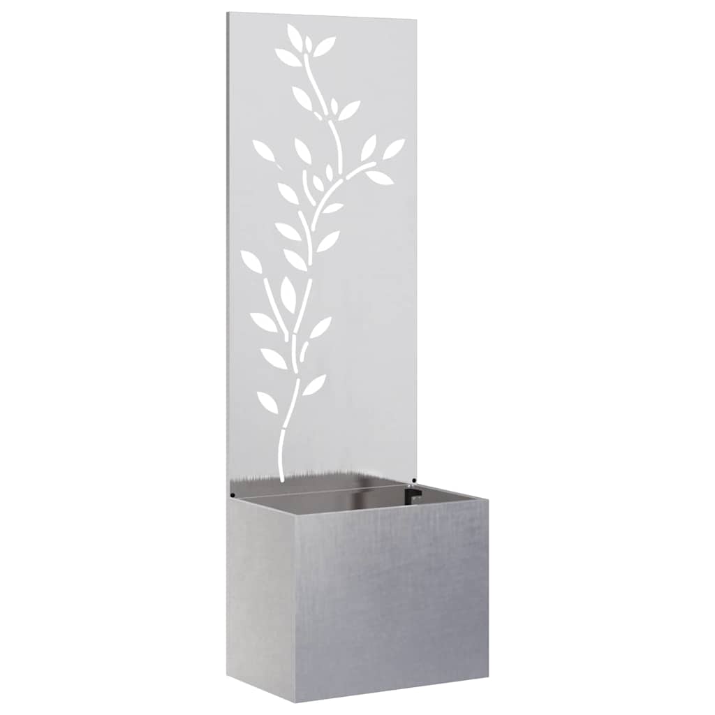 Vidaxl tuin privacy screen bloemen zilver 50 x 140 cm roestvrij staal
