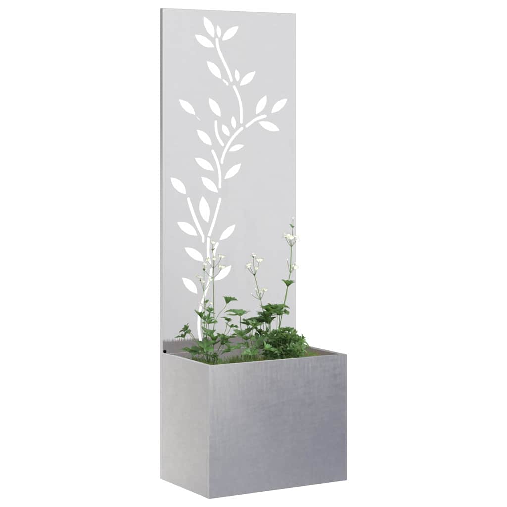 Vidaxl tuin privacy screen bloemen zilver 50 x 140 cm roestvrij staal