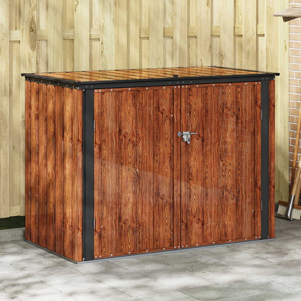 Vidaxl tuinopslagdoos bruin 151,5 x 82 x 110,5 cm staal