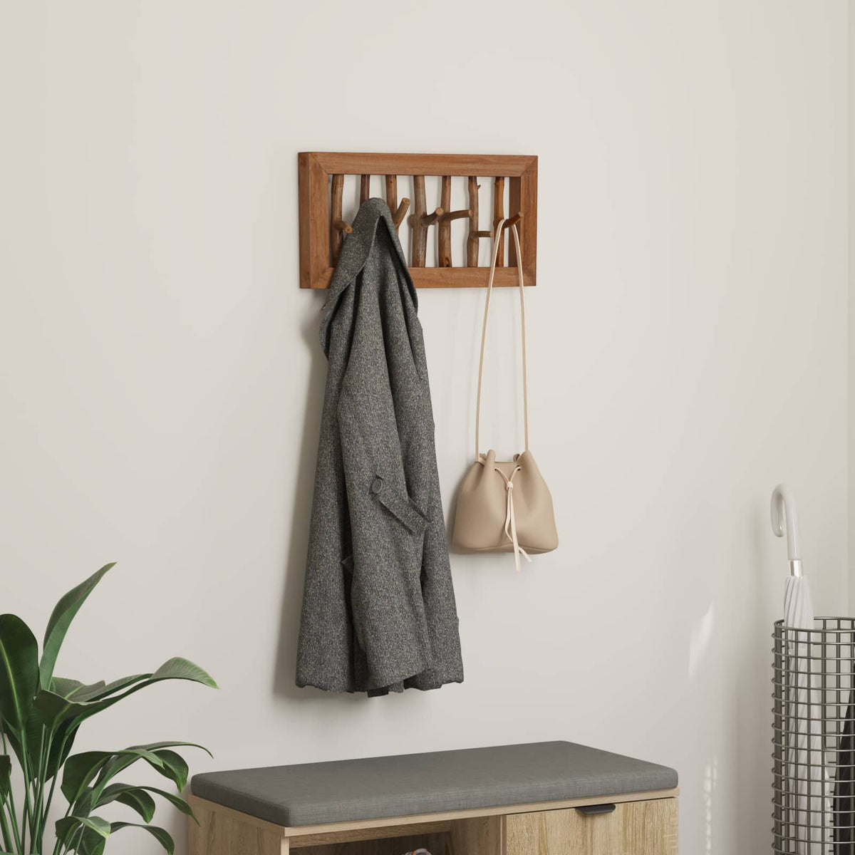 Vidaxl jassenhaak naturel 50 x 10 x 25 cm massief mahoniehout