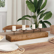 Vidaxl kaarsenhouder naturel 50 x 15 x 10 cm massief teakhout - afbeelding 1