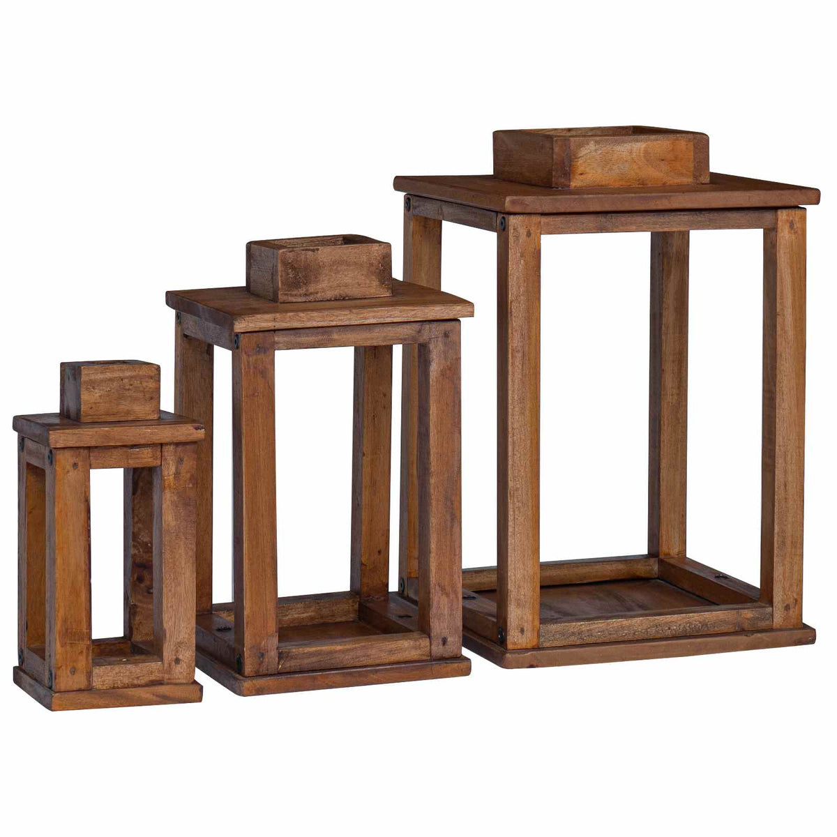 Vidaxl lantaarn 3 pcs naturel mahoniehout