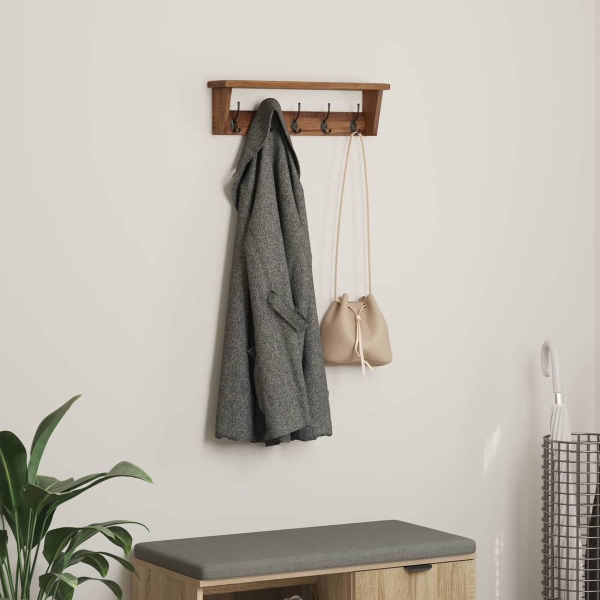 Vidaxl hanger bruin 50 x 10 x 14 cm massief mahoniehout