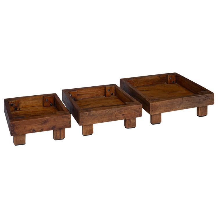 Vidaxl plantenstandaard 3 st bruin 35 x 35 x 12 cm mahoniehout