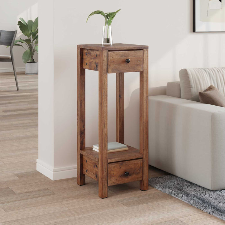 Vidaxl plantenstandaard met lade bruin 30 x 30 x 80 cm mahoniehout