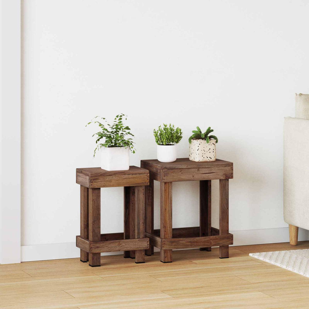 Vidaxl plantenstandaard 2 st bruin 70 x 11 x 27 cm mahoniehout