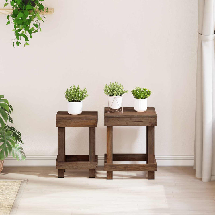 Vidaxl plantenstandaard 2 st bruin 70 x 11 x 27 cm mahoniehout