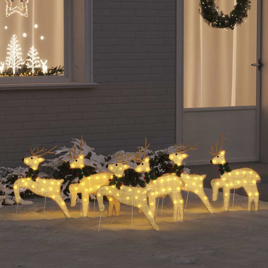 Vidaxl led rendieren 6 st goud 45 x 19 x 65 cm stof