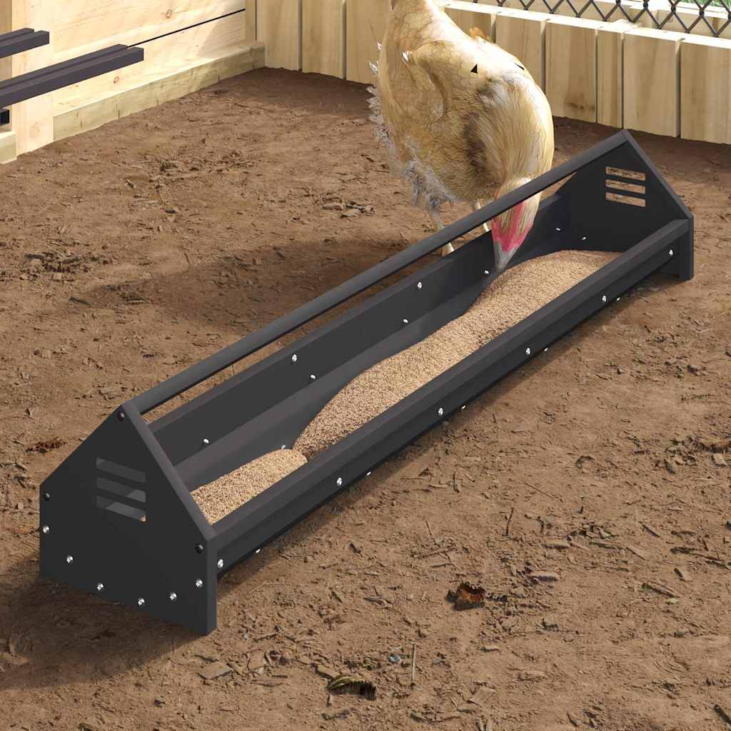 Vidaxl kippen voederbak zwart 108 x 20,5 x 20 cm 5 kg