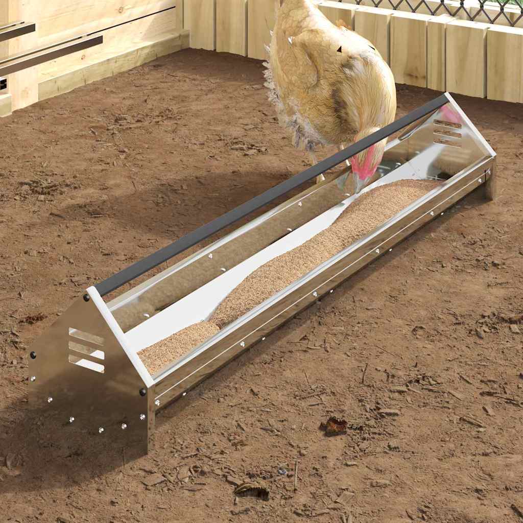 Vidaxl kippen voederbak zilver 108 x 20,5 x 20 cm 5 kg