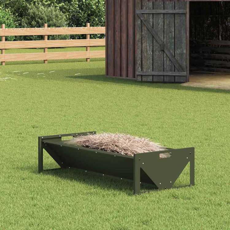 Vidaxl voederbak voor vee olijfgroen 108 x 50 x 28 cm 10 kg