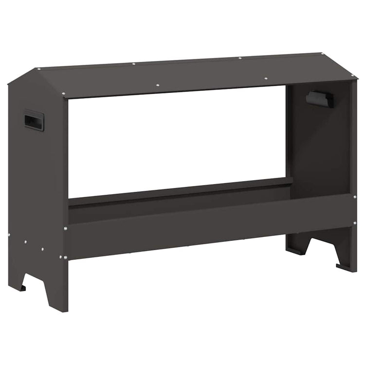 Vidaxl kippen voederbak zwart 81 x 32 x 53,5 cm koudgewalst staal