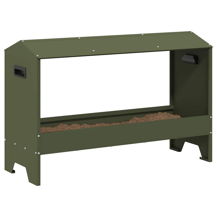 Vidaxl kippen voederbak olijf groen 81 x 32 x 53,5 cm