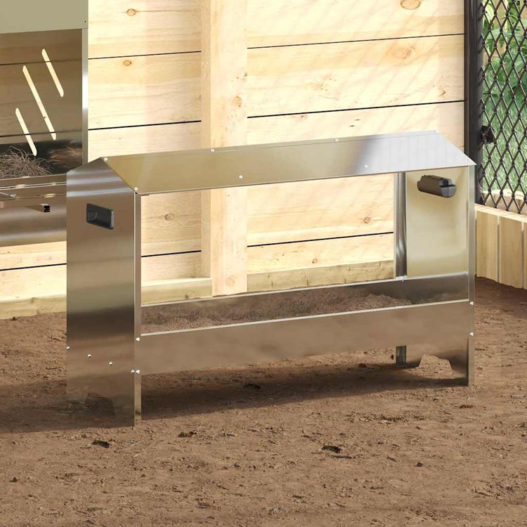 Vidaxl kippen voederbak zilver 81 x 32 x 53,5 cm gegalvaniseerd staal