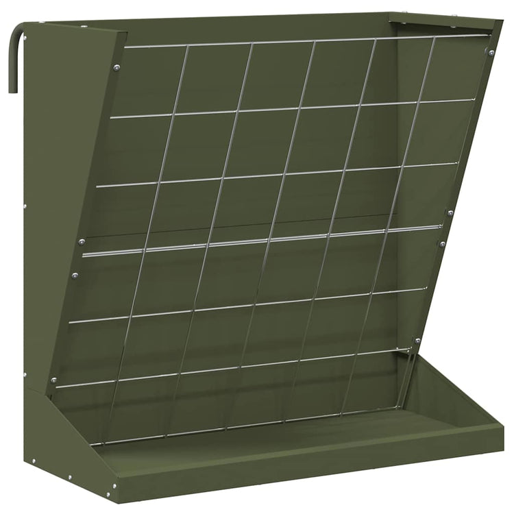 Vidaxl hooi feeder olijfgroen 71 x 33 x 70 cm 5 kg koudgewalst staal