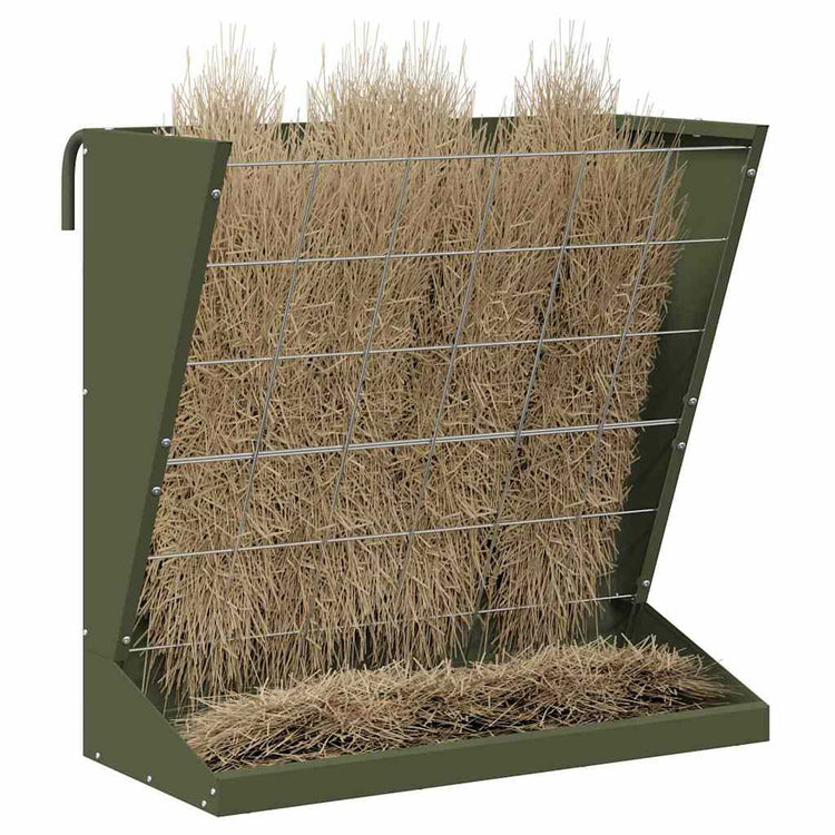 Vidaxl hooi feeder olijfgroen 71 x 33 x 70 cm 5 kg koudgewalst staal