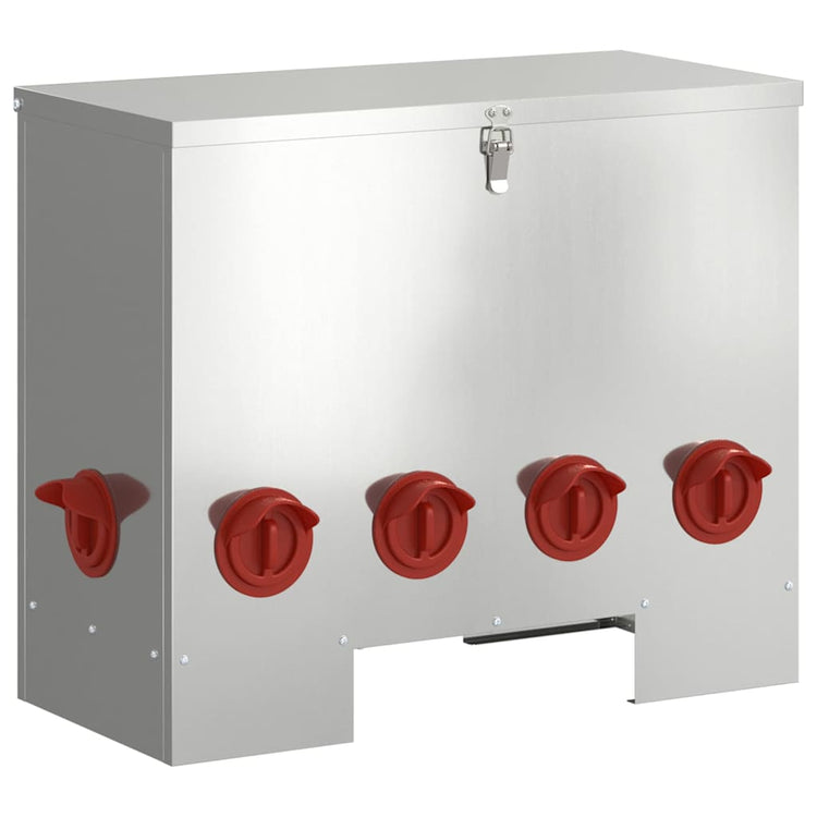Vidaxl kip voerbak zilver 60,5 x 29 x 51 cm 25 kg gegalvaniseerd staal