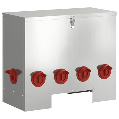 Vidaxl kip voerbak zilver 60,5 x 29 x 51 cm 25 kg gegalvaniseerd staal