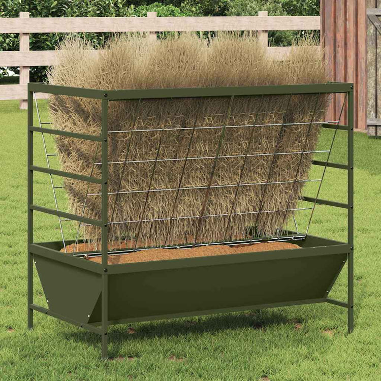 Vidaxl vee voeder olijfgroen 100 x 60 x 90 cm 15 kg koudgewalst staal