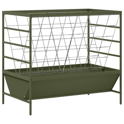 Vidaxl vee voeder olijfgroen 100 x 60 x 90 cm 15 kg koudgewalst staal