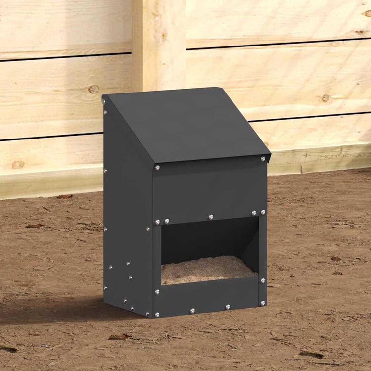 Vidaxl kip voerbak zwart 21 x 16 x 33 cm 3 kg koudgewalst staal