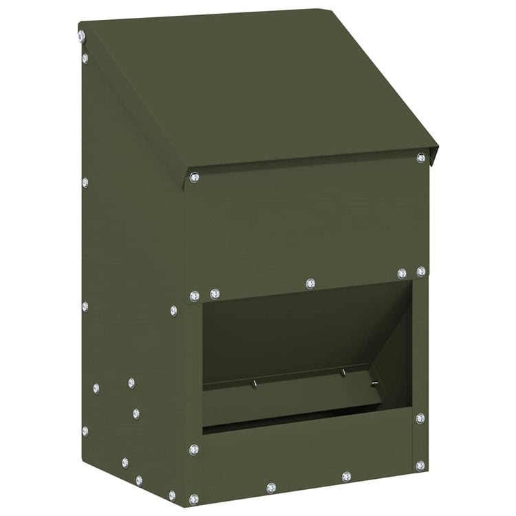 Vidaxl kip voerbak olijfgroen 21 x 16 x 33 cm 3 kg koudgewalst staal