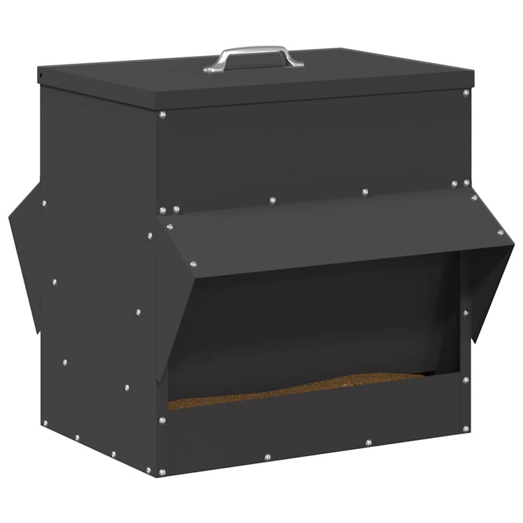 Vidaxl kip voerbak zwart 40,5 x 45 x 41 cm 20 kg koudgewalst staal