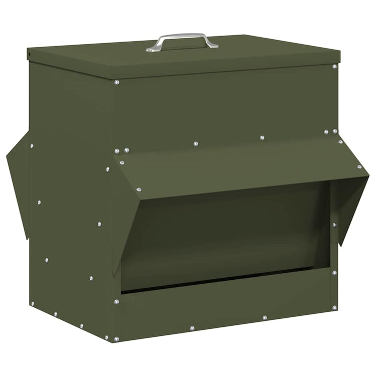 Vidaxl kip voerbak olijfgroen 40,5 x 45 x 41 cm 20 kg