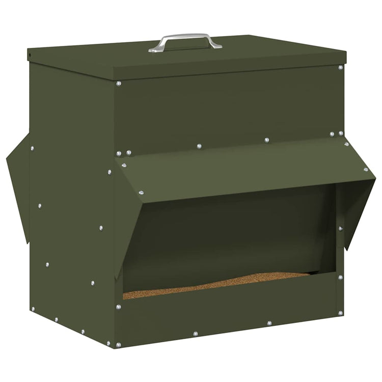 Vidaxl kip voerbak olijfgroen 40,5 x 45 x 41 cm 20 kg