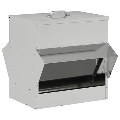 Vidaxl kip voerbak zilver 40,5 x 45 x 41 cm 20 kg gegalvaniseerd staal