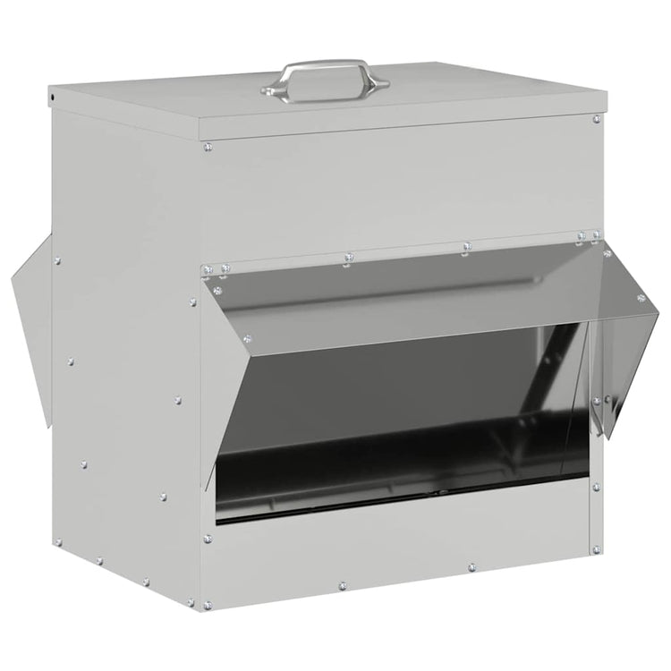 Vidaxl kip voerbak zilver 40,5 x 45 x 41 cm 20 kg gegalvaniseerd staal
