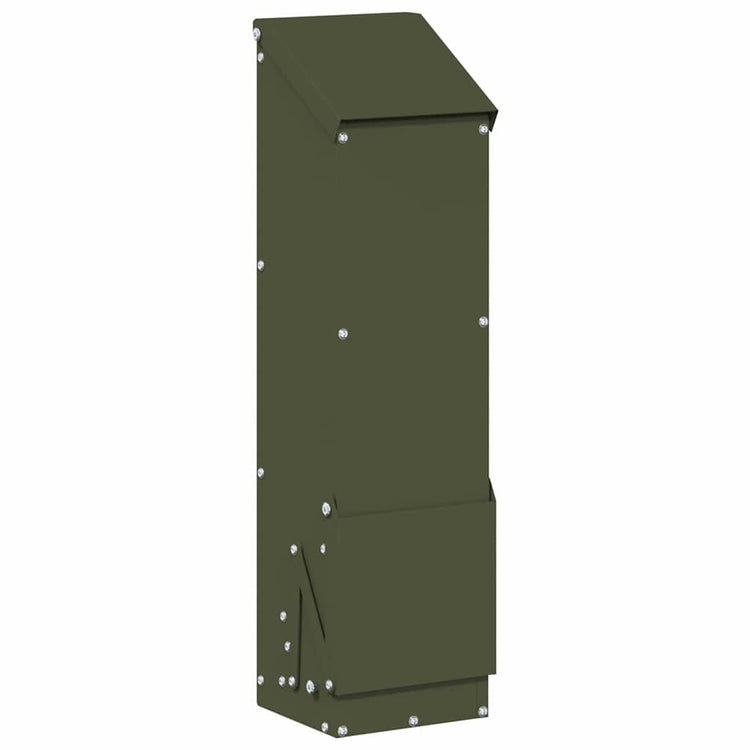 Vidaxl kip voerbak olijf groen 13 x 12 x 51 cm koudgewalst staal