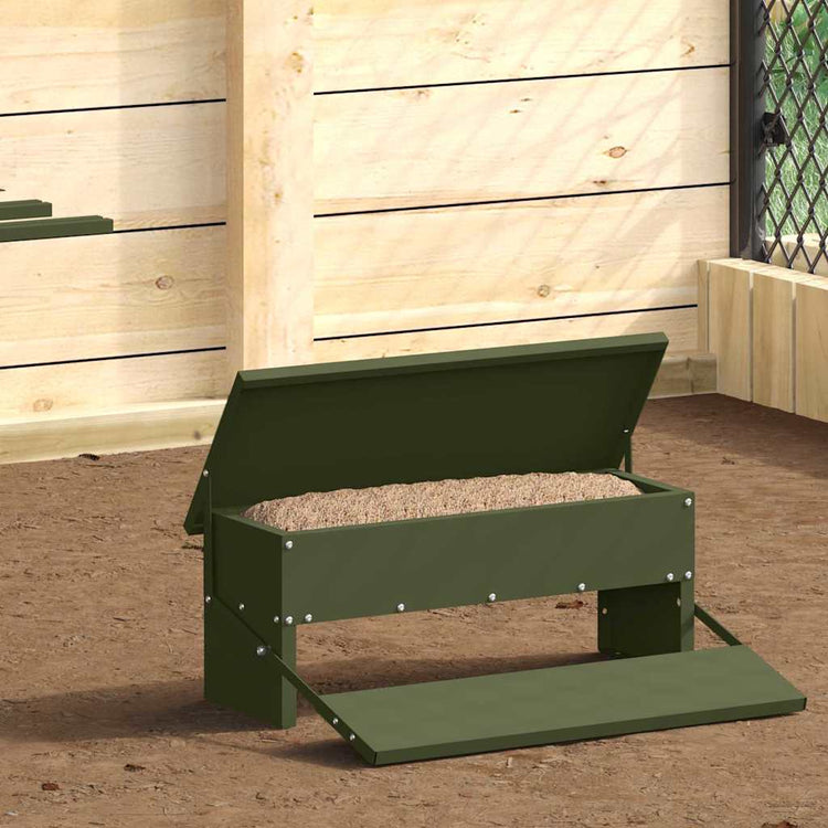 Vidaxl kippen treadle voeder olijfgroen 48,5 x 39,5 x 19 cm 5 kg