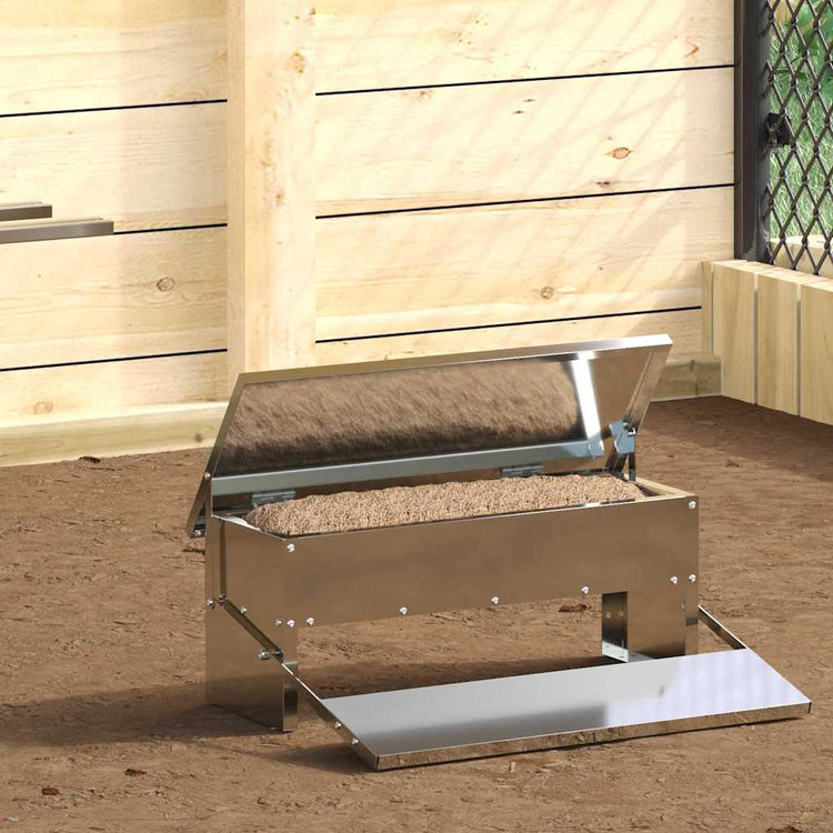 Vidaxl kippen treadle voeder zilver 48,5 x 39,5 x 19 cm 5 kg