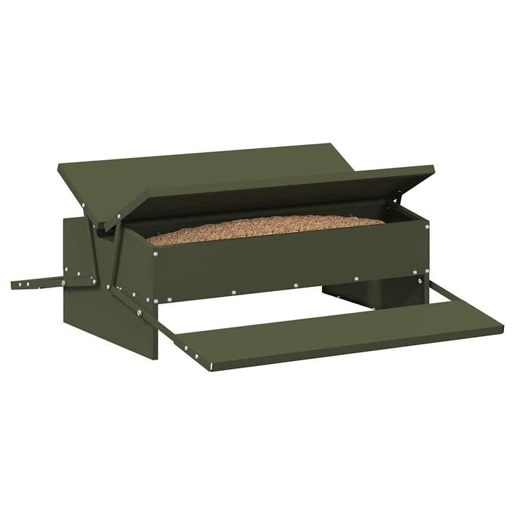Vidaxl kippen treadle voeder olijfgroen 75 x 53 x 20,5 cm 10 kg