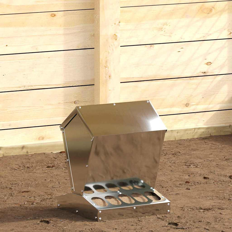 Vidaxl kip voerbak zilver 30 x 30 x 39 cm gegalvaniseerd staal