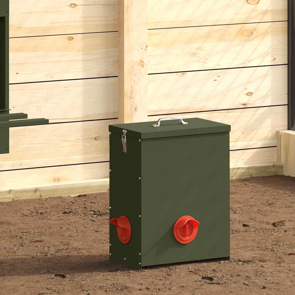 Vidaxl kip voerbak olijfgroen 32,5 x 20,5 x 43 cm 25 kg