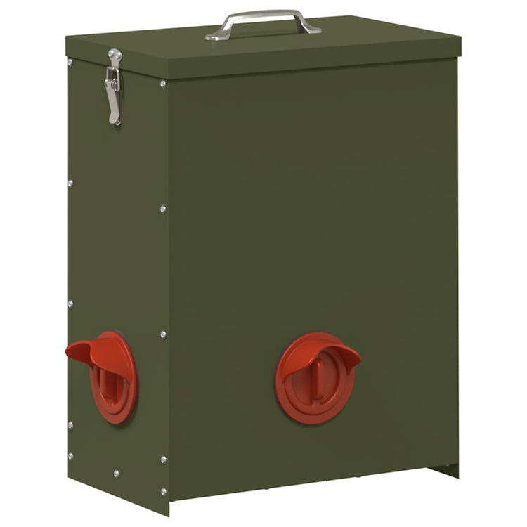 Vidaxl kip voerbak olijfgroen 32,5 x 20,5 x 43 cm 25 kg