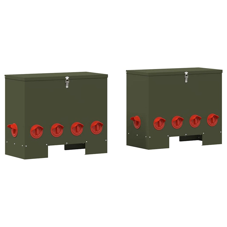 Vidaxl kip voerbak 2 pcs olijf groen 60,5 x 29 x 51 cm