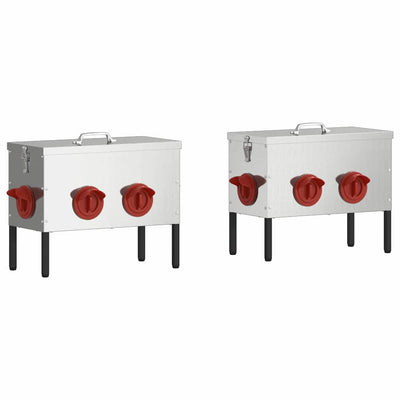 Vidaxl kip voerbak 2 zilver 41,5 x 20,5 x 33 cm 15 kg