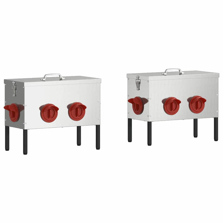Vidaxl kip voerbak 2 zilver 41,5 x 20,5 x 33 cm 15 kg