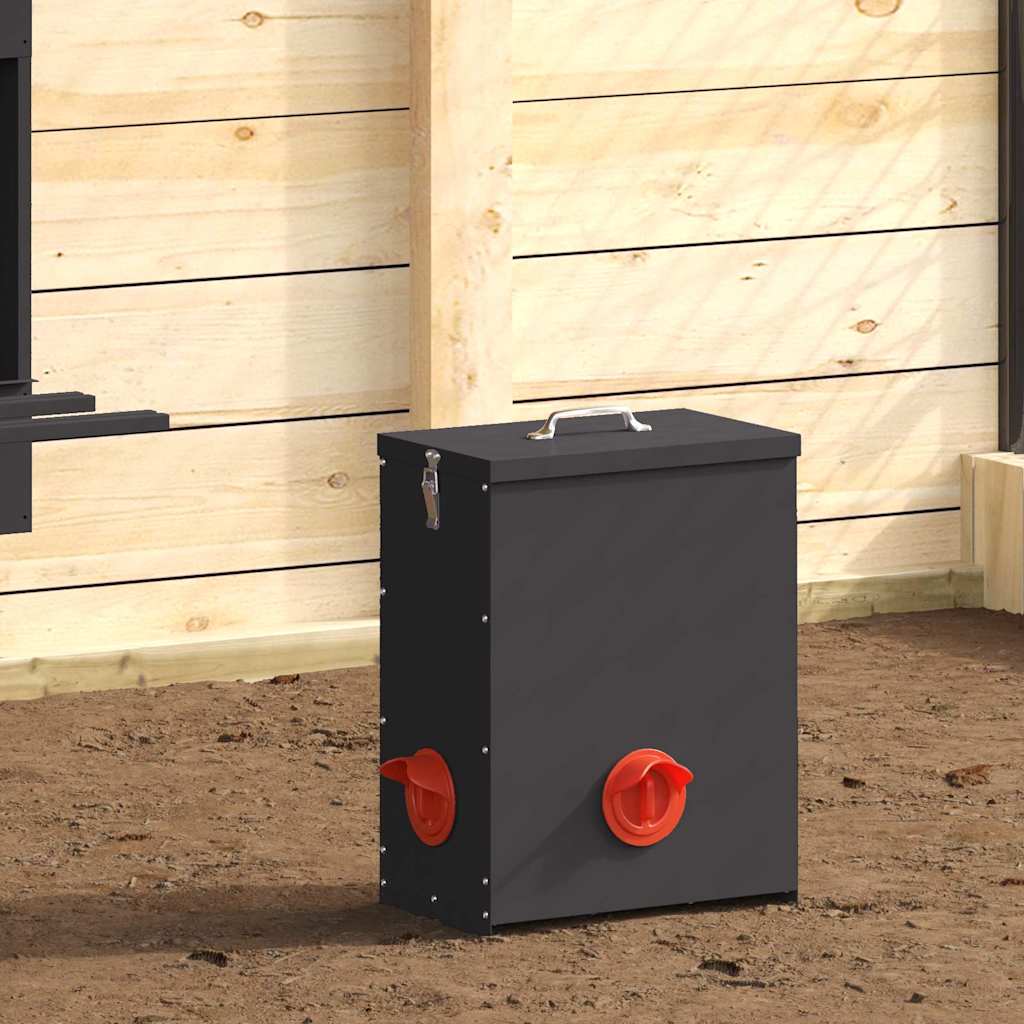 Vidaxl kip voerbak 2 zwart 32,5 x 20,5 x 43 cm 25 kg koudgewalst staal