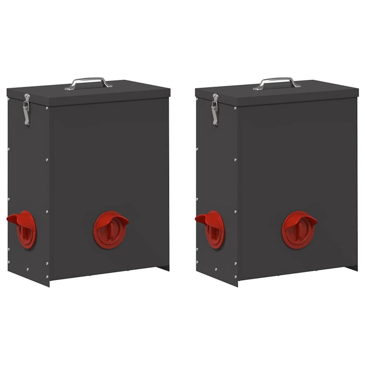 Vidaxl kip voerbak 2 zwart 32,5 x 20,5 x 43 cm 25 kg koudgewalst staal