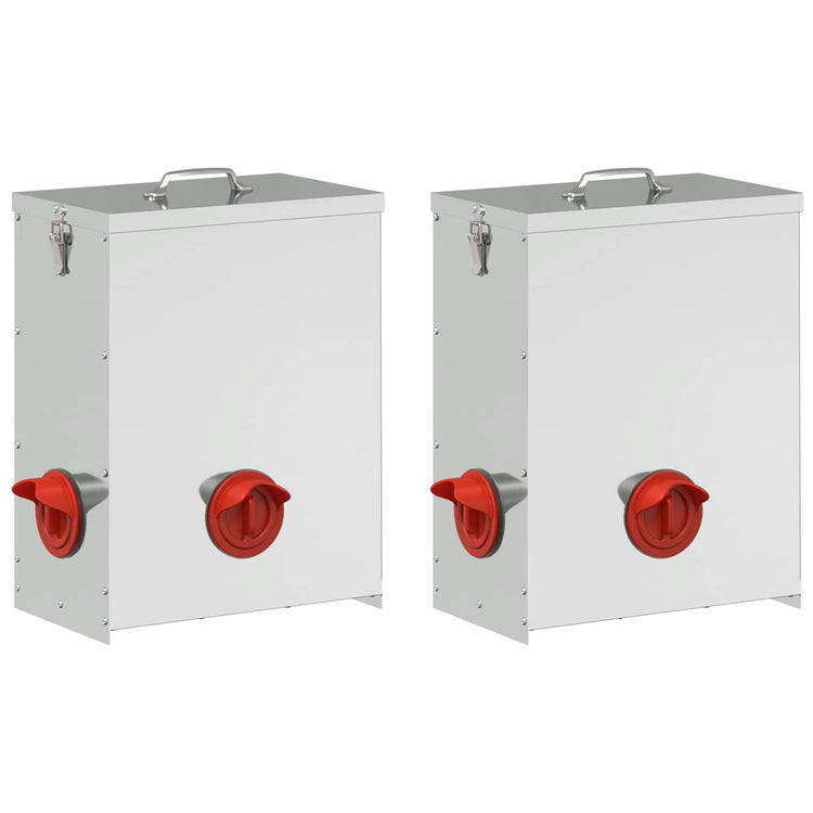 Vidaxl kip voerbak 2 zilver 32,5 x 20,5 x 43 cm 25 kg