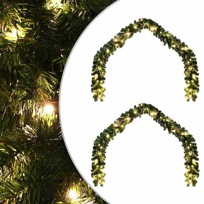 Vidaxl kerstkrans 2 st 600 led's groen 20 m pvc