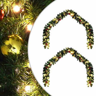 Vidaxl kerstkrans 2 st 600 led's groen 20 m pvc