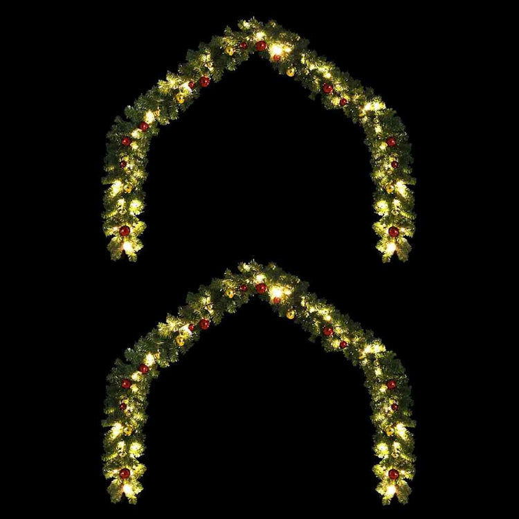 Vidaxl kerstkrans met 600 led 2 pcs groen pvc